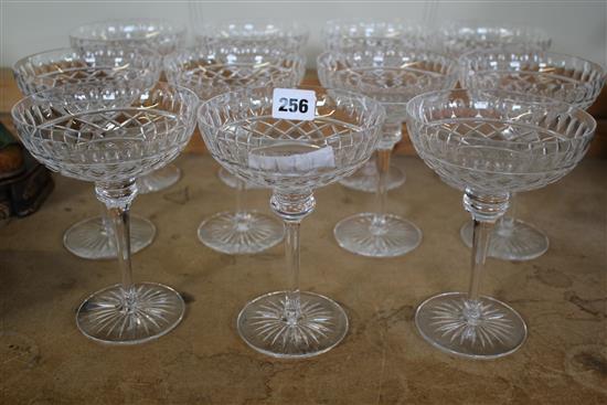 Set 11 glass champagne saucers